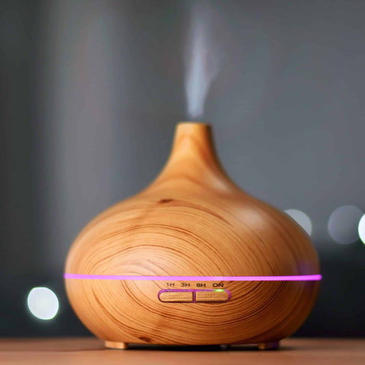 Aromatherapy Essential Oil Diffuser Wood Grain Remote Control Ultrasonic Air Humidifier with 7 Colors Light